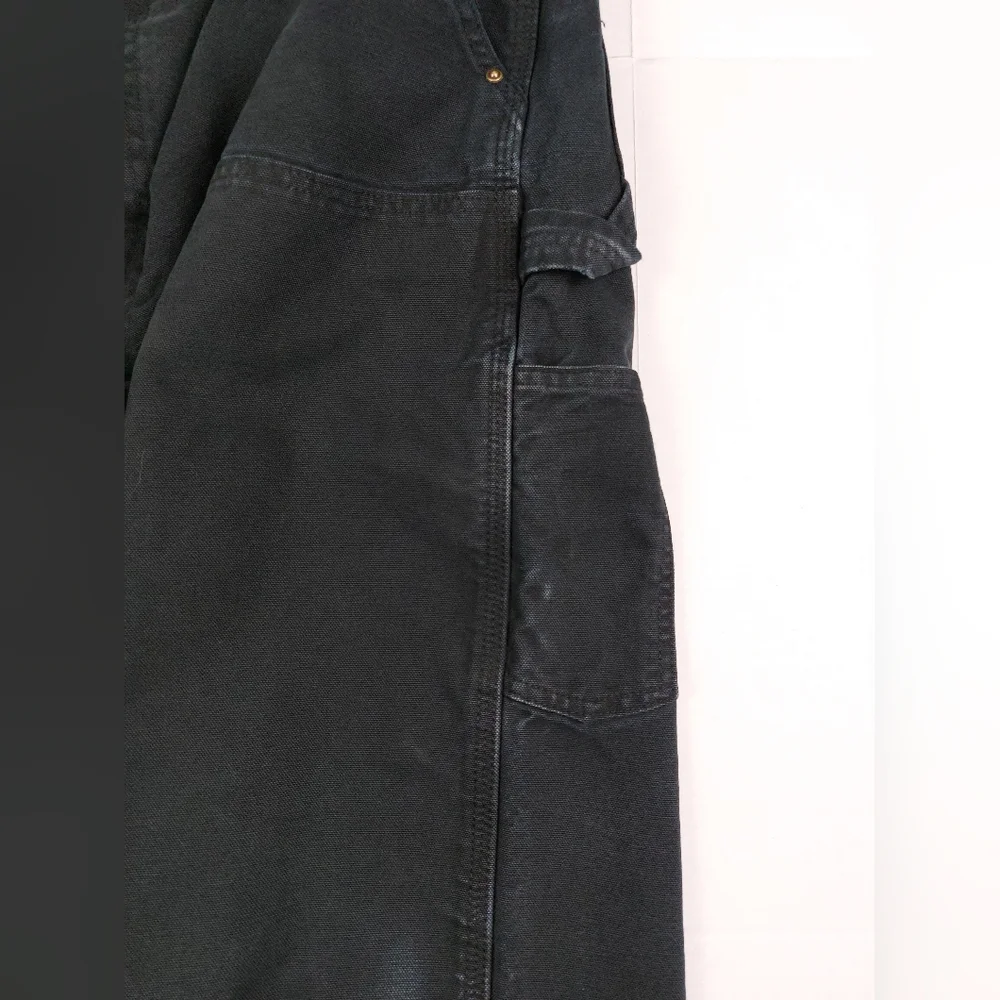 Carhartt Duck Double Knee Dungaree Mens 40x30 Black Loose Fit Pants B136 BLK